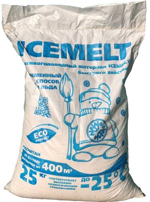 Антиожеледний реагент Айсмелт (Icemelt) ВСВ ПЛЮС Україна сухий 25 кг ПГМ-19 фото